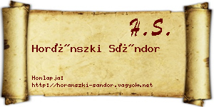 Horánszki Sándor névjegykártya